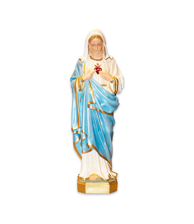 Statue Sacré-Coeur de Marie en plâtre satinée naturel (61cm)