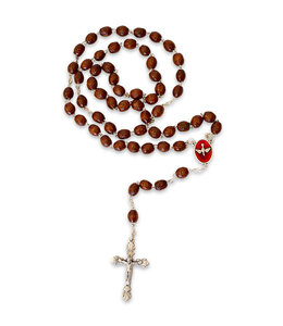 Chapelet  en bois foncé Confirmation Saint Esprit émaillé rouge en étain