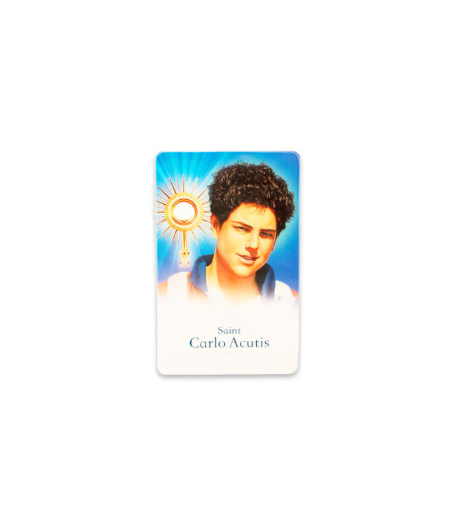 Laminated card with Carlo Acutis prayer (French)
