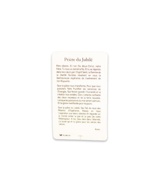 Carte plastifiée avec prière Jubilé 2025