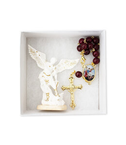 Saint Michael statue and decade rosary set
