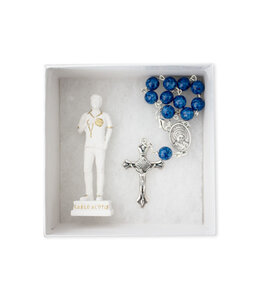 Carlo Acutis statue and decade rosary set