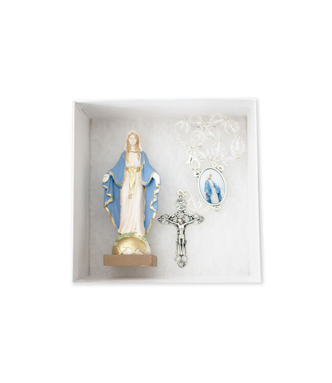 Miraculous Virgin statue and decade rosary set