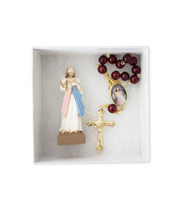 Divine Mercy statue and decade rosary set
