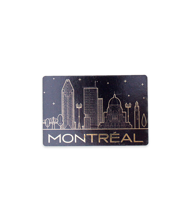 Montreal with its Oratory and buildings black and gold magnet