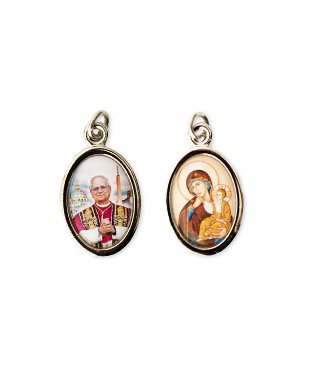 McVan Medal of Pope Leo XIV and icon of the Virgin Mary and Child