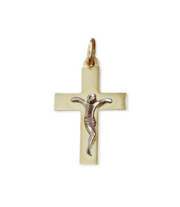 Italgem 10k gold cross with white gold corpus