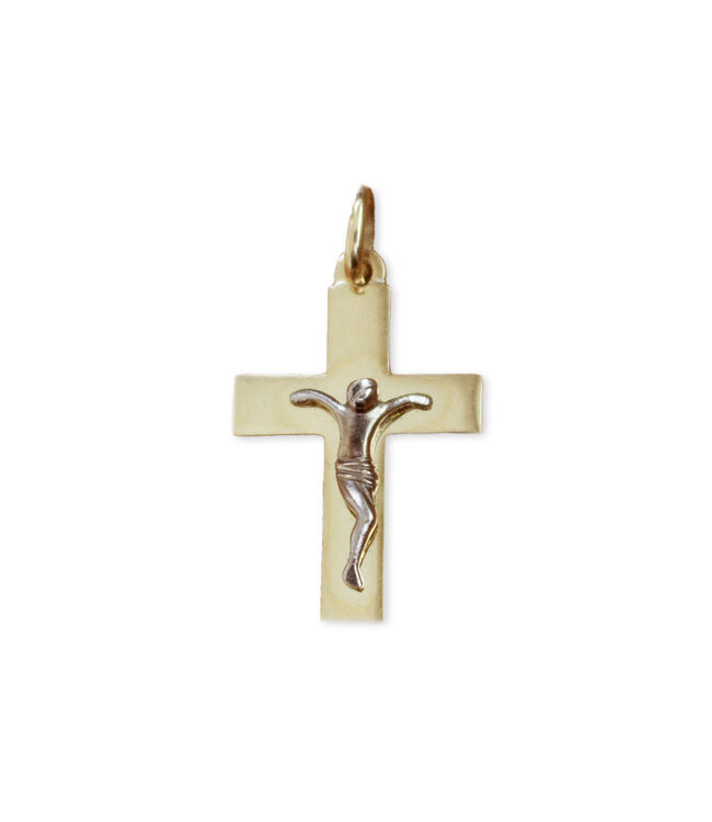 Italgem 10k gold cross with white gold corpus
