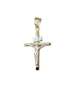 Italgem 10k yellow gold cross with white corpus