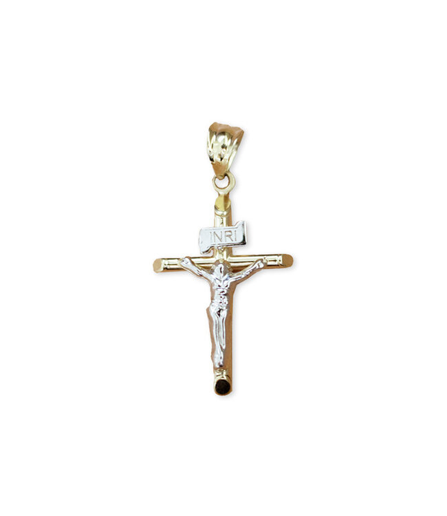 Italgem 10k yellow gold cross with white corpus