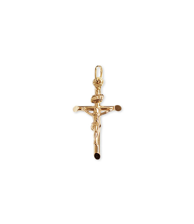 Italgem Cross with corpus, oval ends in 10k gold (30mm)