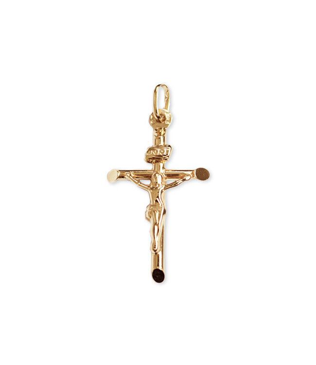 Italgem Cross with corpus, oval ends in 10k gold (40mm)