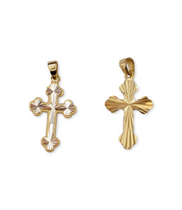 Italgem 10k gold cross in tones of silver and gold with diamond reflections