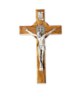 Crucifix saint Benoît en bois d'olivier