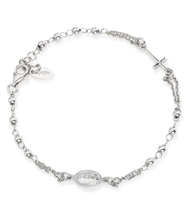 Italgem Adjustable silver rosary bracelet