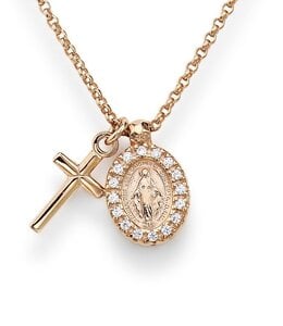 Italgem Gold-plated Miraculous medal  and cross necklace
