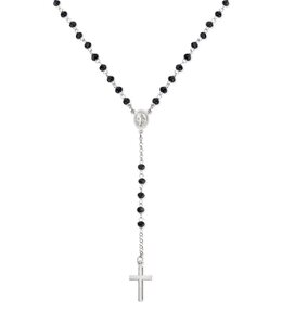 Italgem Adjustable silver and black crystal rosary necklace