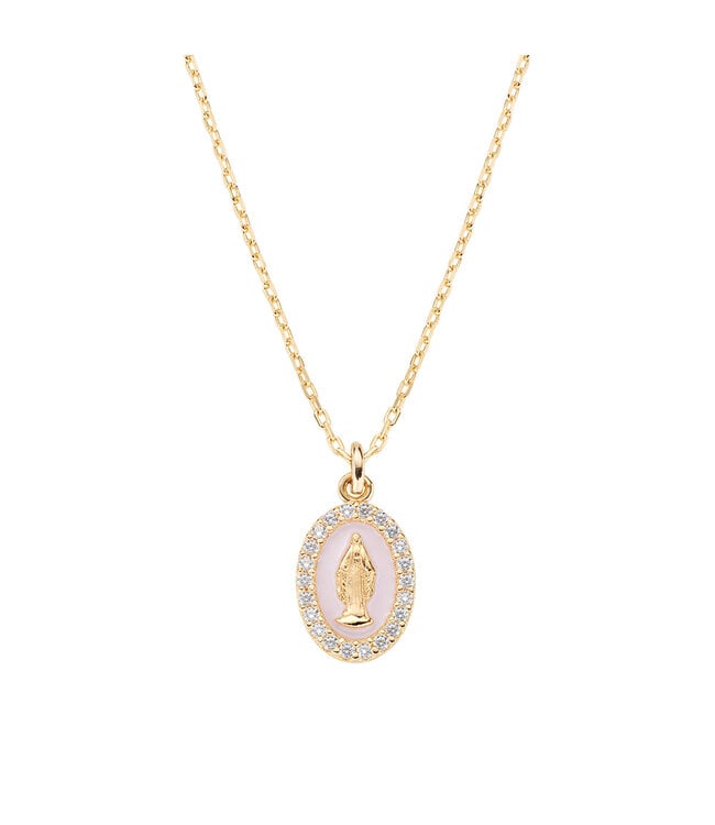Italgem Collier miraculeuse fond rose or plaqué chaine ajustable