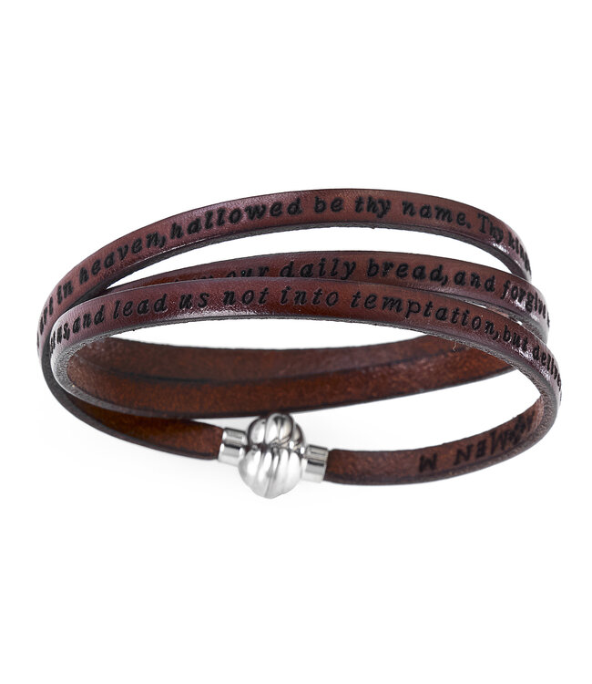 Italgem Brown leather bracelet Our Father 60 cm