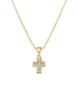 Italgem Gold-plates small cubic zirconia cross pendant with adjustable chain