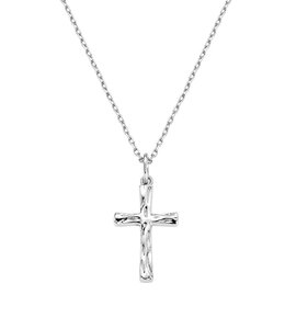 Italgem Pendentif croix  striée et chaine ajustable en argent