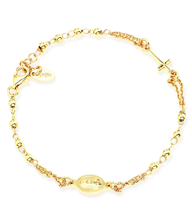 Italgem Bracelet dizainier plaqué or avec petite croix et médaille