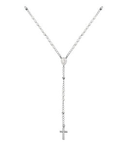 Italgem Silver rosary necklace with white pearls