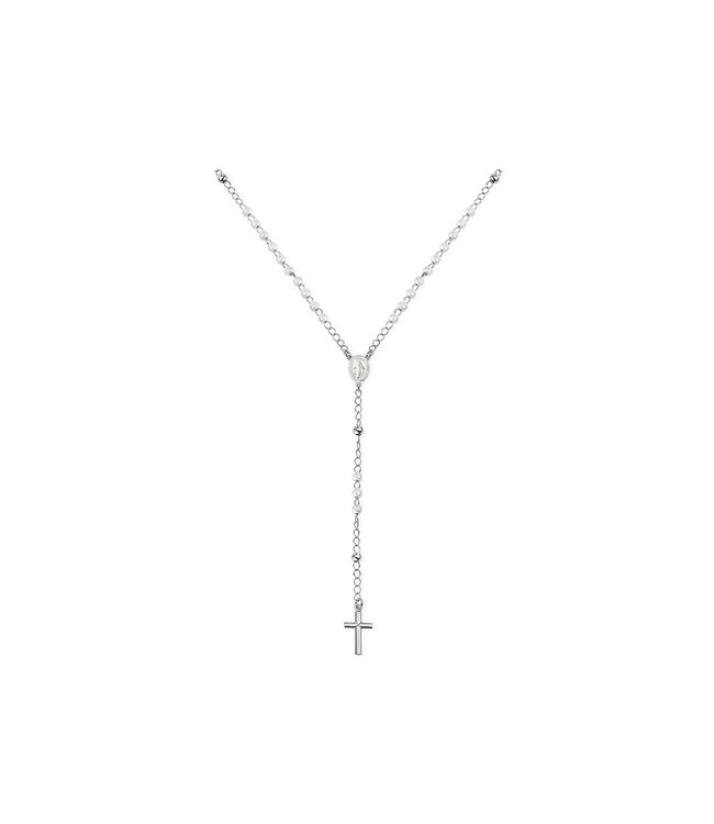 Italgem Collier chapelet en argent avec des perles blanches