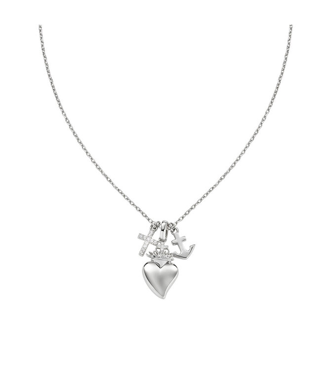 Italgem Love, Faith, and Hope necklace in silver with adjustable chain