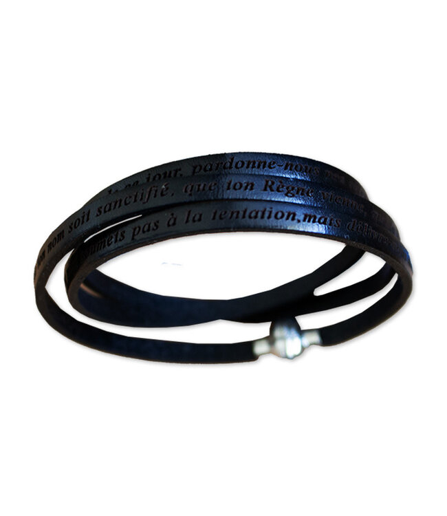 Italgem Bracelet en cuir noir Notre père