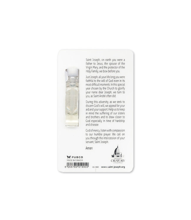 Carte prière avec huile de saint Joseph (anglais)