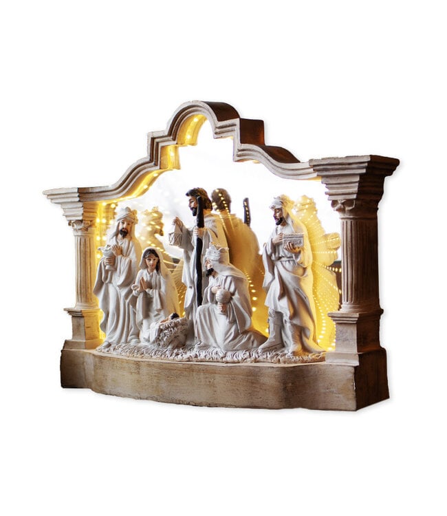 Nativity Holy Family with mirror, electric