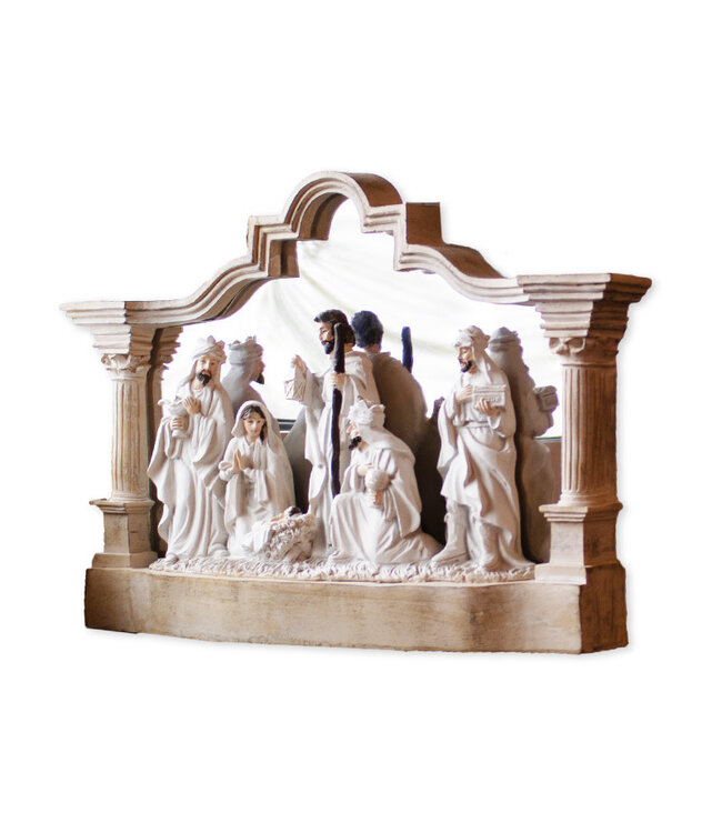 Nativity Holy Family with mirror, electric