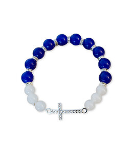 Bracelet bleu indigo et blanc opale