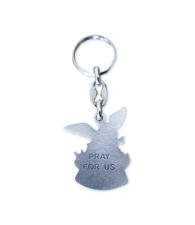 Saint Michel keychain, silver tone