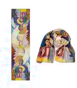 Foulard  Esprit Saint encadré par Jésus et Marie