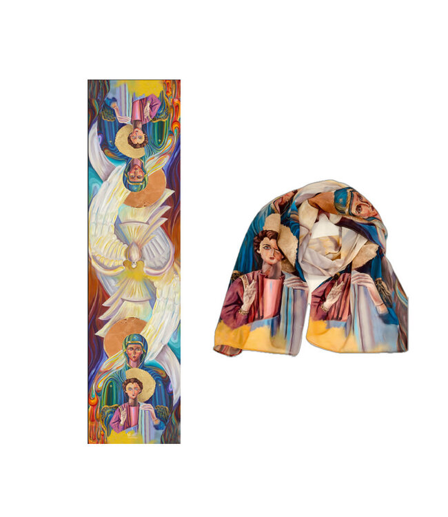 Foulard  Esprit Saint encadré par Jésus et Marie (design 1)