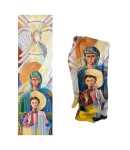 Scarf featuring Jesus, Mary, and the Holy Spirit