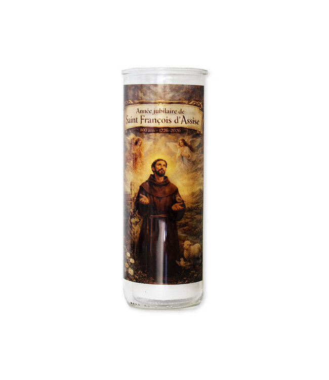 Chandelles Tradition / Tradition Candles Saint Francis of Assisi glass candle holder (French)