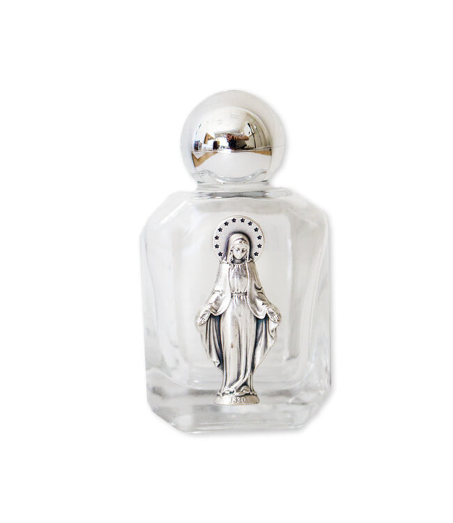 Bouteille d'eau bénite Miraculeuse en verre et étain