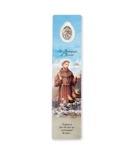 Bookmark with a medal of Saint Francis of Assisi (French)