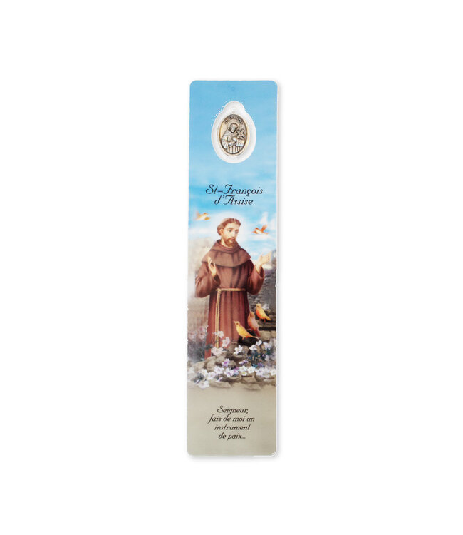 Bookmark with a medal of Saint Francis of Assisi (French)