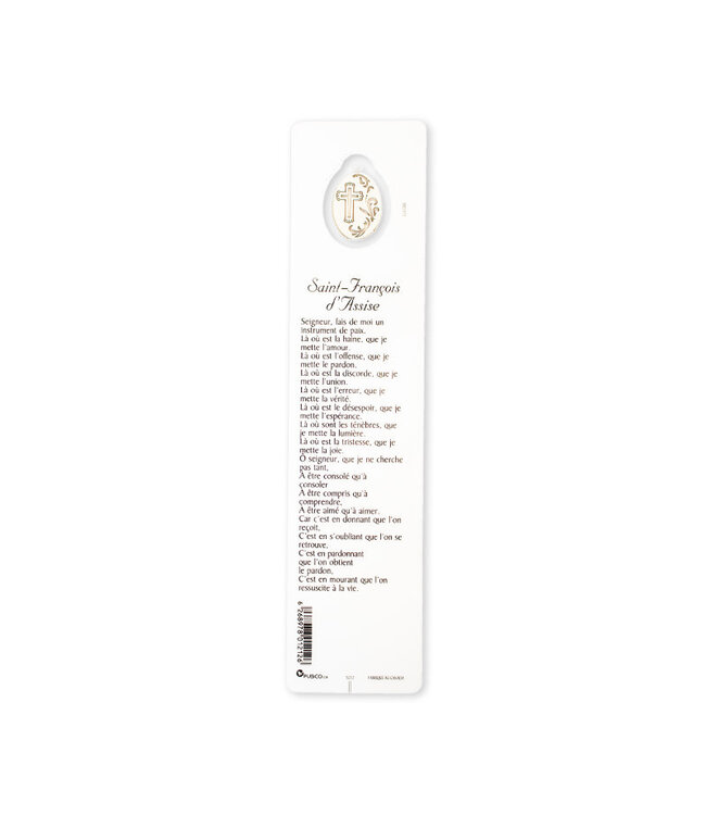 Bookmark with a medal of Saint Francis of Assisi (French)