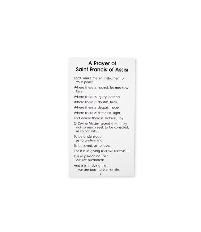 Prayer card Saint Francis of Assisi