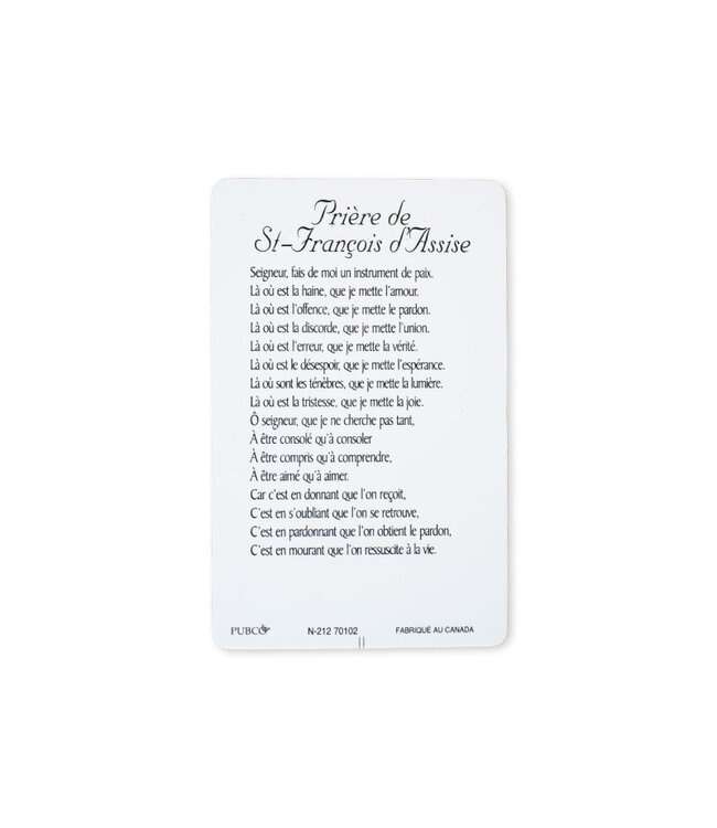 Saint Damien rosary and Saint Francis prayer card set (French)