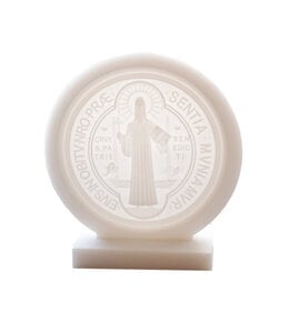Cadre saint Benoît en albâtre blanc