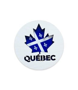 Wooden magnet, maple leaf with the Quebec flag