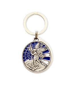 Saint Michael pewter keychain