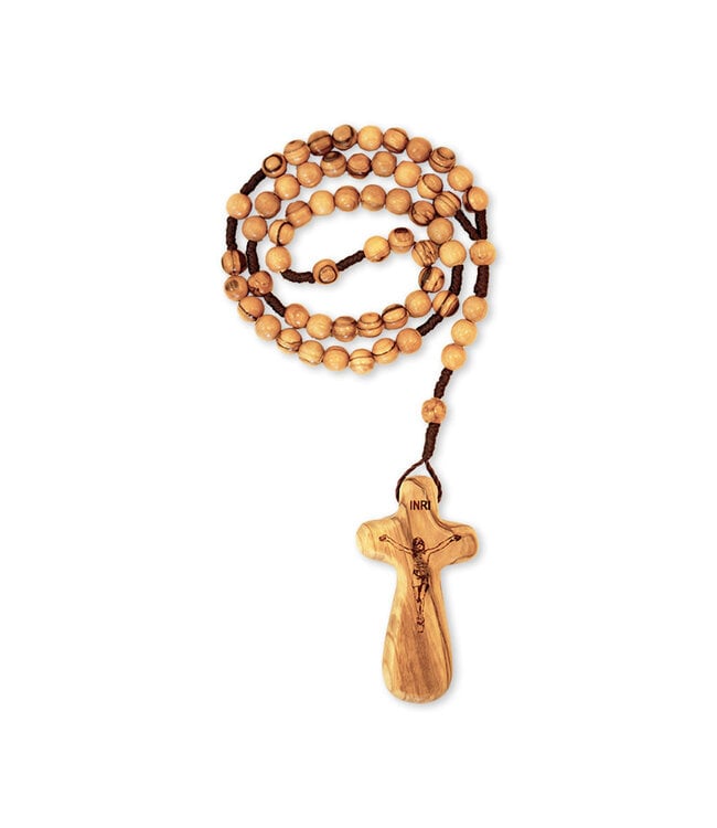 Chapelet bois sur corde, croix du réconfort
