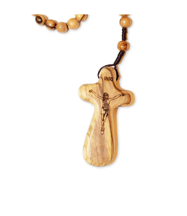 Chapelet bois sur corde, croix du réconfort